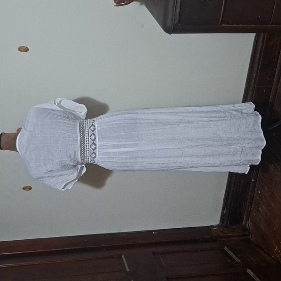 B32 Boho Kimono Swim Coverup OSFM White Tie Front Lace Patchwork Cap Sleeve - Picture 5 of 10